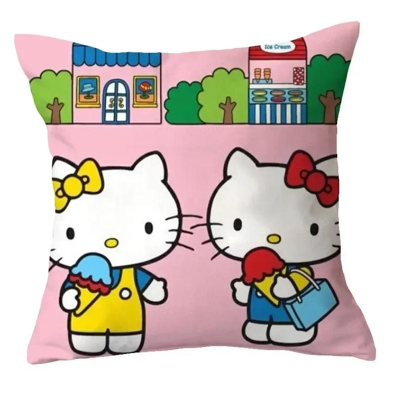 Home Decor Adorable Hello Kitty Digital Printed Pillow Covers Pattern Cushion Cover Suitable For Sofa Bedroom Car Pillow Cover