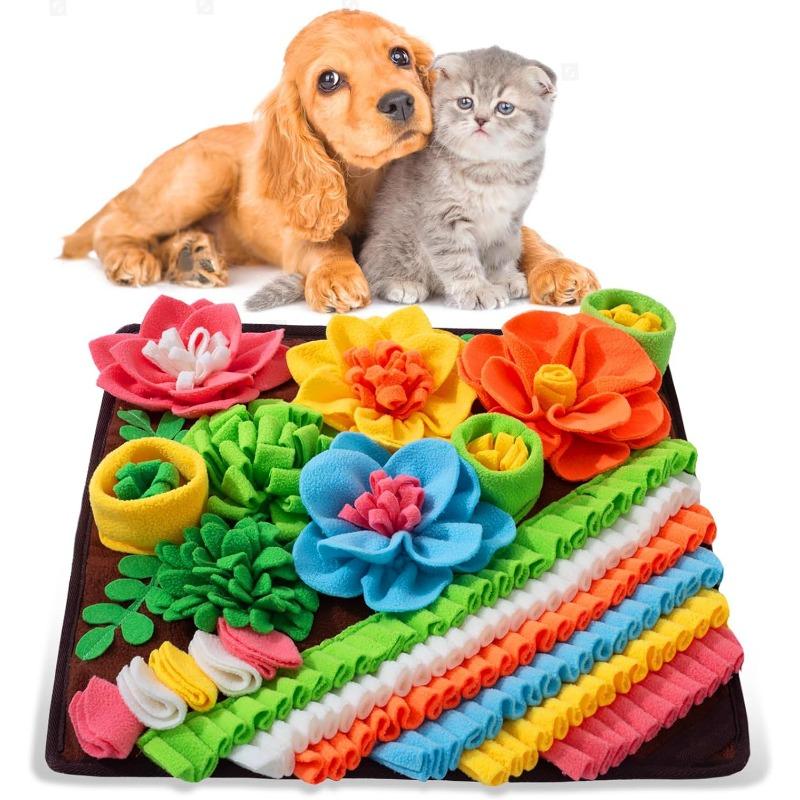 Pet Snuffle Mat Dog Cat Slow Feeding Puzzle Toy Colorful Flower Foraging Blanket Stress Relief Nose Work Smell Training Play Mat for Dogs Cats