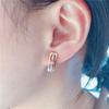 Purple Gold Classic Rhombus Zircon Earrings Luxury Rose Gold Square Hollow Ear Buckle Jewelry