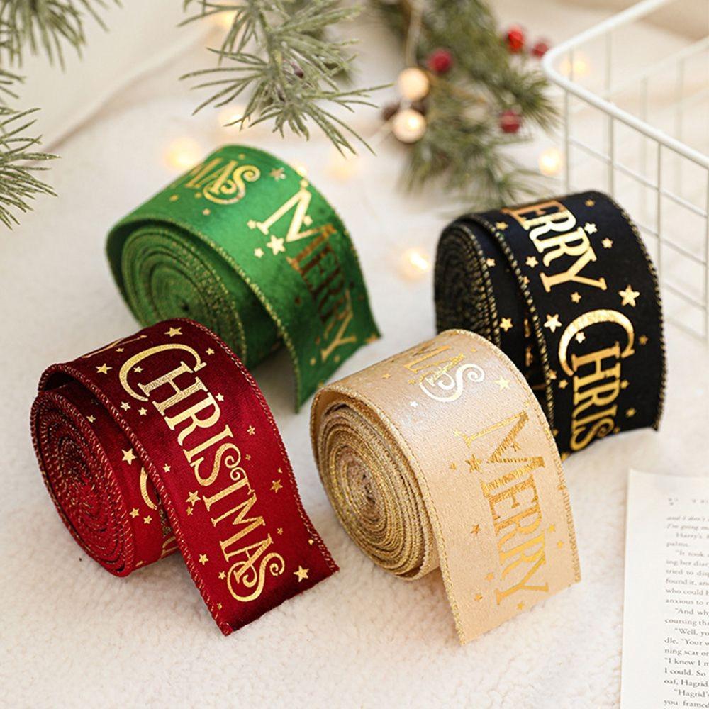 Fabric Trim Christmas Wrapping Ribbon Merry Christmas Bow Decorative Webbing Clothes Accessories