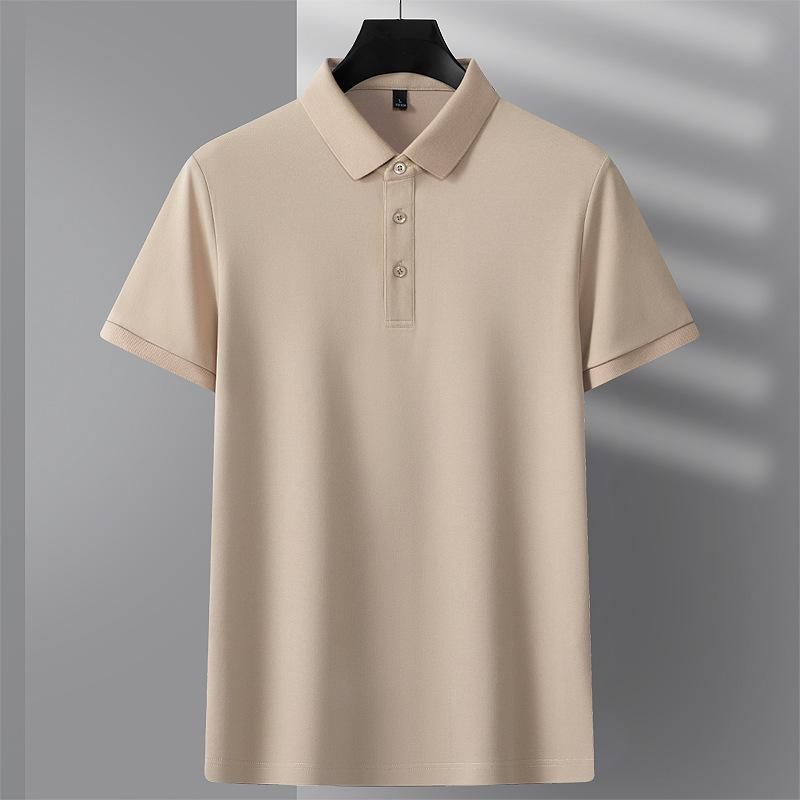 

Short-sleeved POLO Shirt, Men s Pure Cotton Breathable T-shirt, Business Casual Lapel Top 4XL абрикосовый