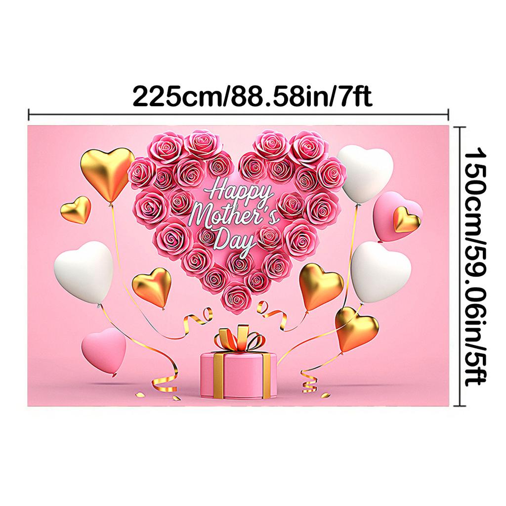 Happy Mothers Day Party Background Thanks Mother Flower Rose Heart Floral Pink Photography Backdrop Photo Studio Props