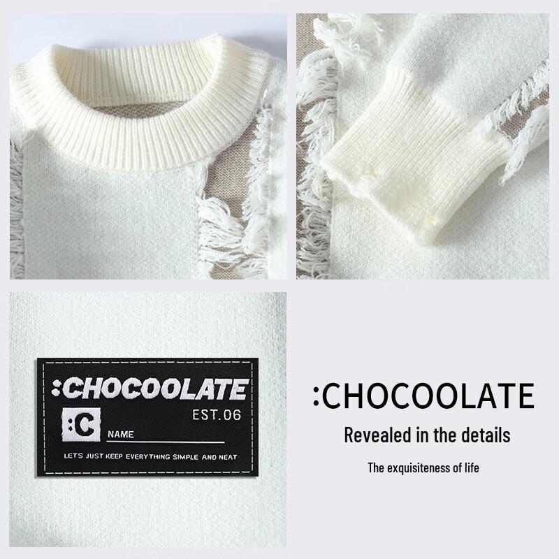 :CHOCOOLATEit Herren Streetstyle Distressed Grobstrickpullover