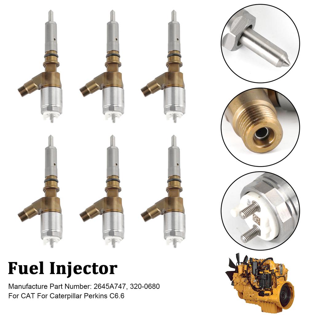 6PCS Fuel Injectors 2645A747 Fit for CAT Fit for Caterpillar Perkins C6.6 320-0680