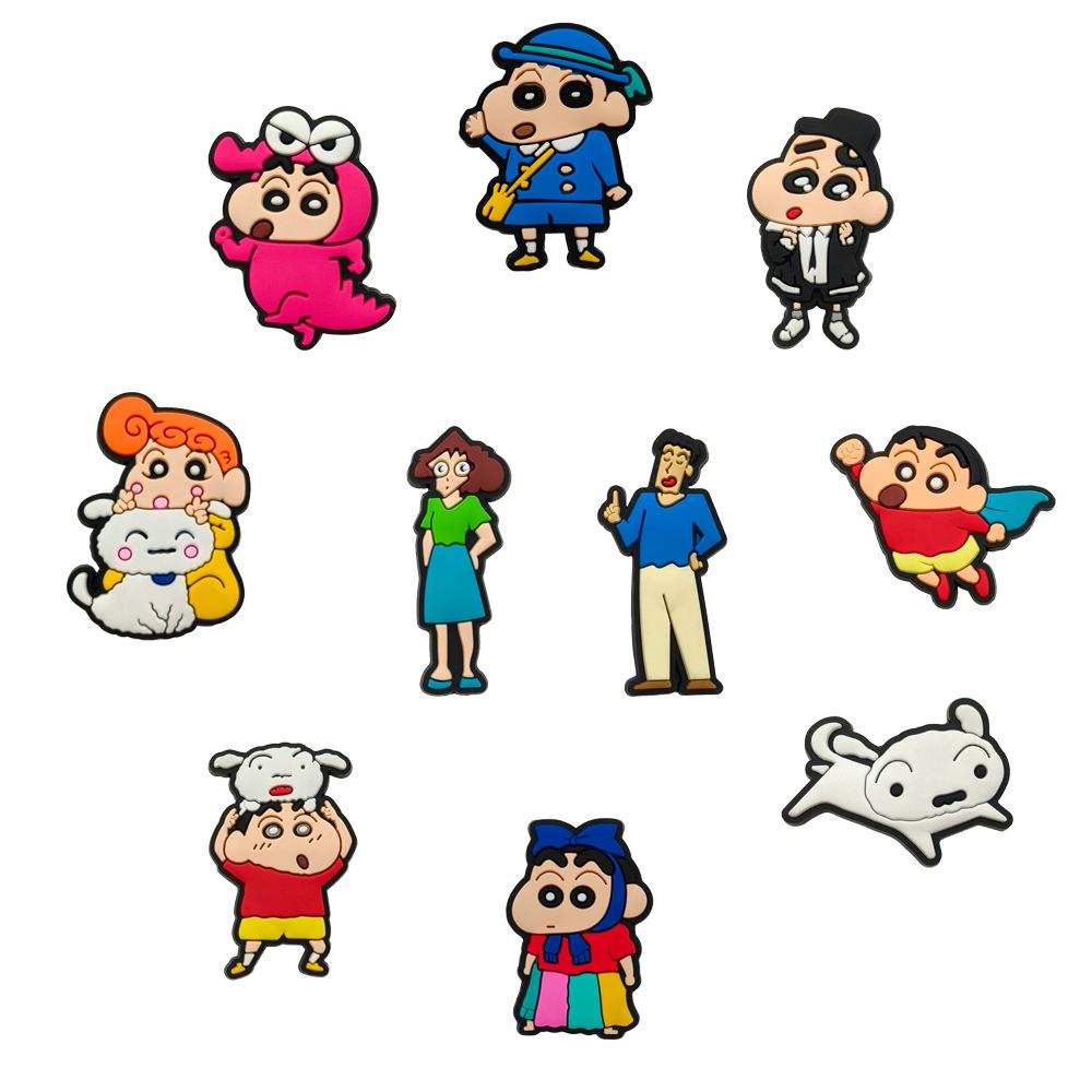 10pcs Crayon Shin-chan Croc Charms - Fun, Soft Rubber Shoe Accessories with Personality
