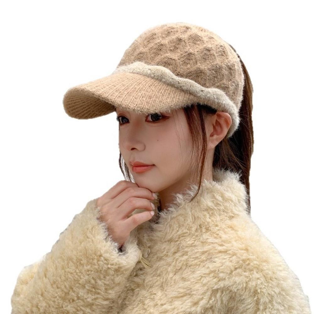 Empty Top Knitted Beanie Hat Soft Windproof Bonnet Fashion Winter Warm Hat Women Girls