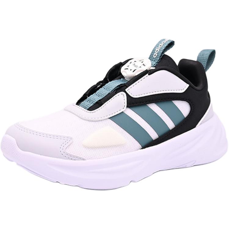 New Adidas Slip Resistant Abrasion Resistant Low top Kids' Running Shoes White Black Green Kids' HP3624