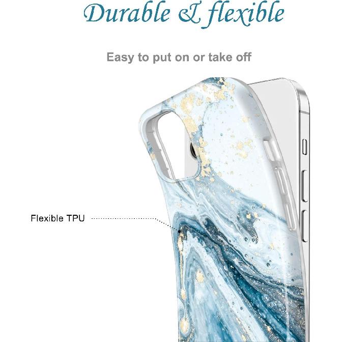 JIAXIUFEN Złoty Błyszczący Pokrowiec Kompatybilny z iPhone 12 Pro Max Wzór Marmuru Cienki Odporny na Wstrząsy Miękki Silikonowy Gumowy Pokrowiec na Telefon 6.7