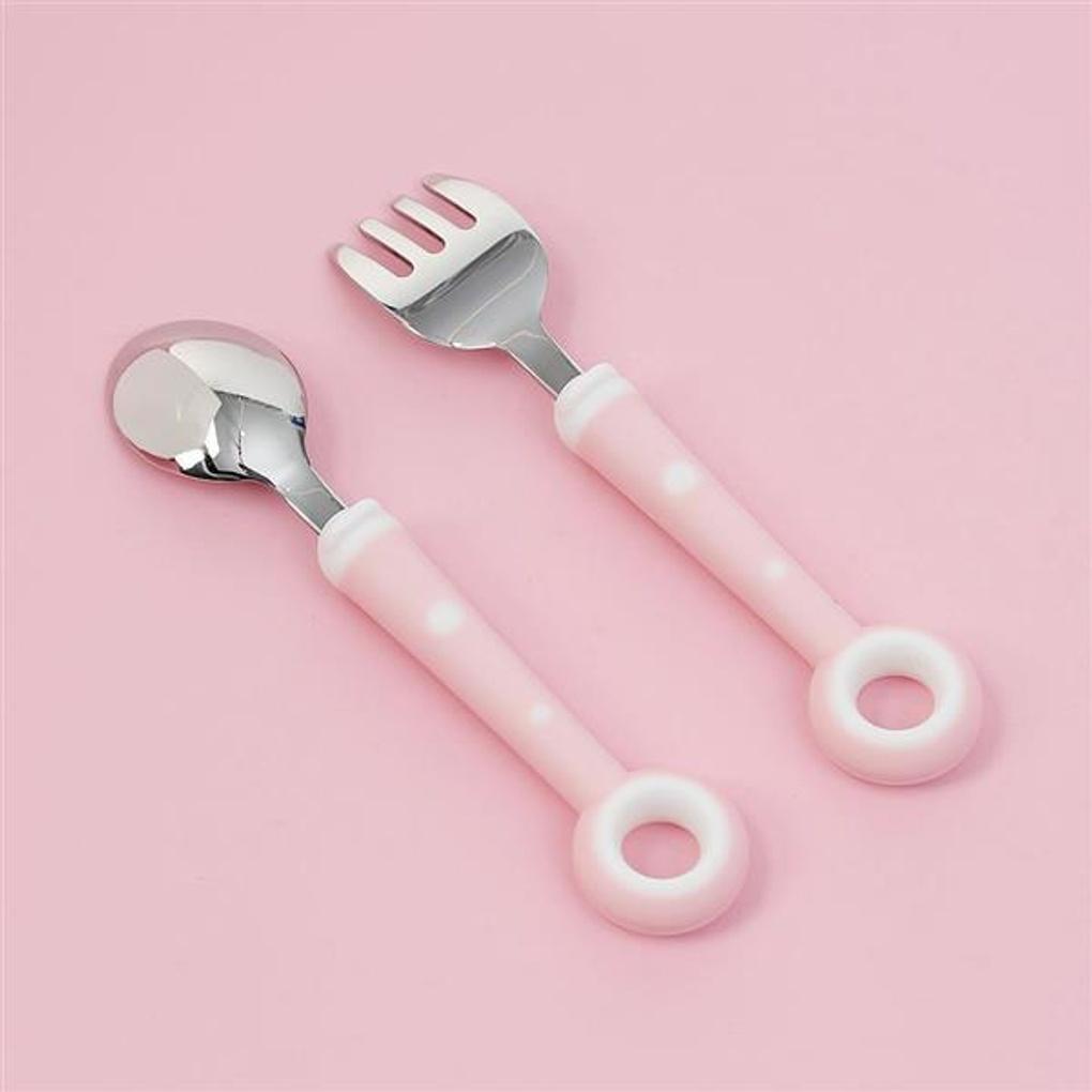 Poly Kleinkind Donut Löffel- und Gabelset (Rosa)
