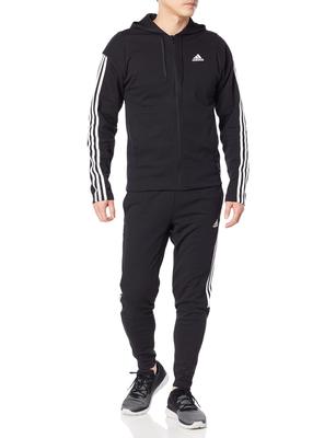 Conjunto de Agasalho Adidas com Costelas Pretas Tamanho M Masculino Inserções, (GM3827), (Tamanho do Japão)