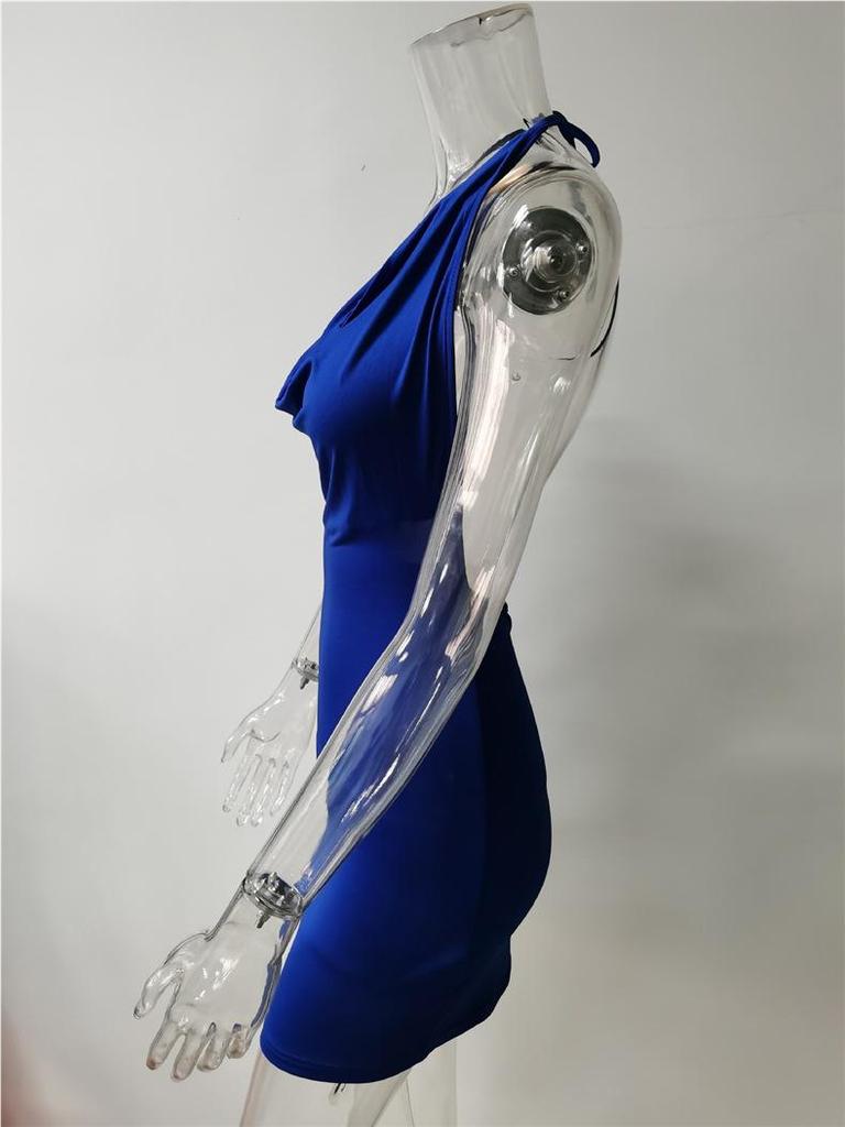 2026 Spring/Summer European & American Women's Fashion: Sexy Slit Bow Backless Halter Dress