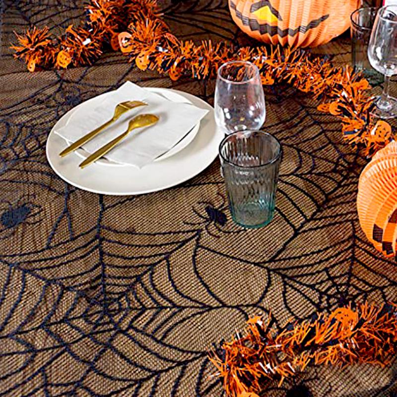 1Pc Halloween Horror Prop Polyester DIY Spider Web Black Table Cloth Lace Tablecloth Home Decor