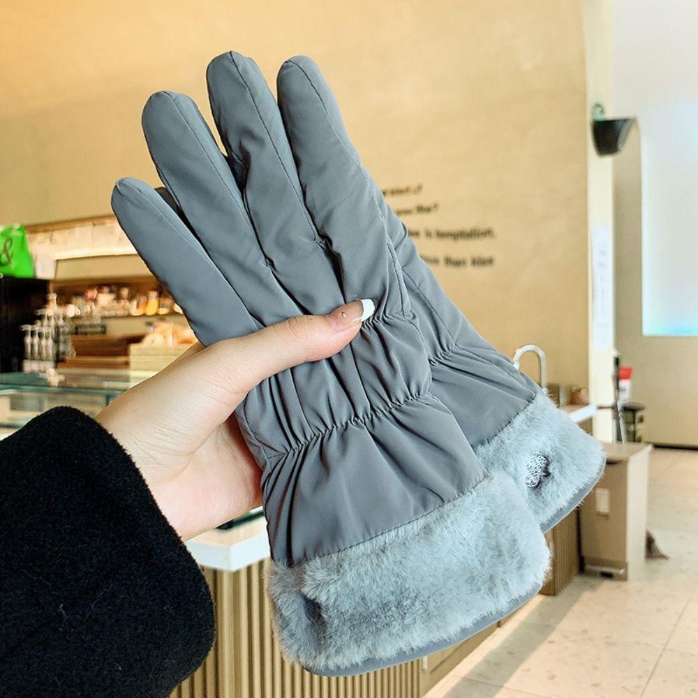 Warm Heart Embroidery Gloves Thicken Winter Plush Gloves Fashion Cycling