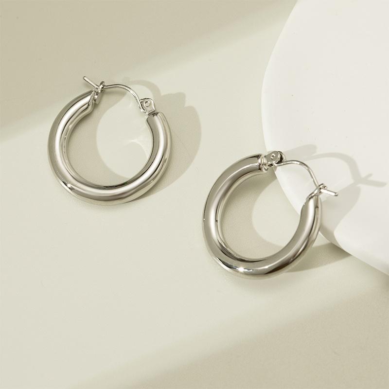 

Glossy Minimalist Circle Earrings: European & American Fashion, Color-Retaining, High-End Electroplated Hoops for Women золотой
