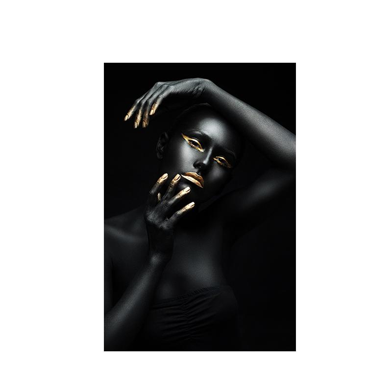 Black and Gold African Nude Woman Indian Oil Painting On Canvas Posters and Prints Scandinavian Wall Art Picture for Living Room