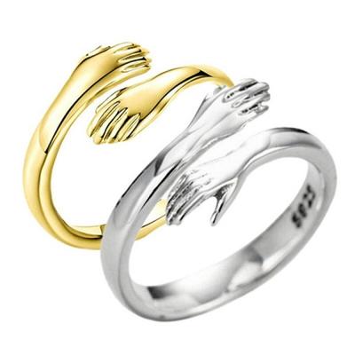 1 Stück Männer Legierung Einfache Umarmung mit beiden Händen Offen Verstellbar Party Fingerring Modeschmuck für Frauen Paar Ringe Geschenke