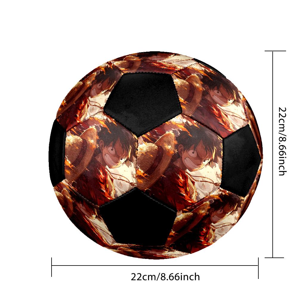 One Piece Anime Epic Illustration Soccer Ball Colorful All Ages Machine Stitched PVC Competition Ready Durable High-Bounce.SIZE5
