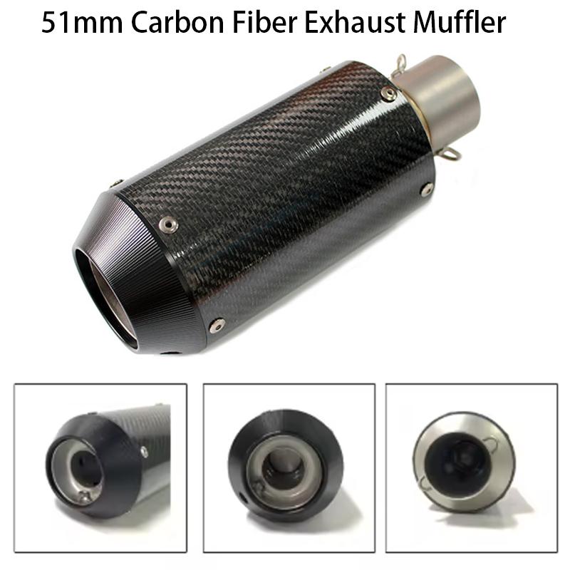 51mm Universal Carbon Fiber Motorcycle Exhaust Pipe 51mm Suitable For MT09 MT07 Z1000 R6 Ninja400 ZX4R TMAX530