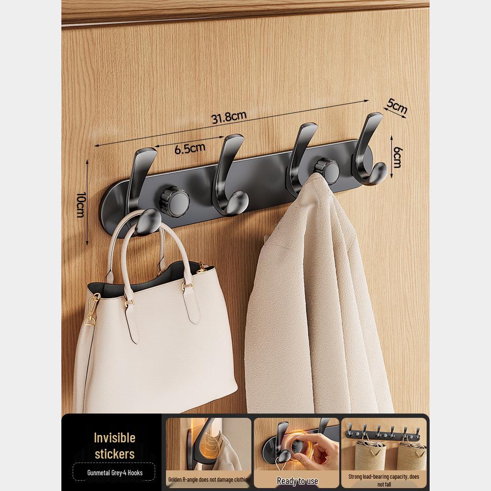 Wall-Mounted No-Drill Entryway Coat and Hat Rack with Hooks