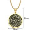 Punk Constellation Star of David Pendant Gold Color Stainless Steel Round Necklace For Men Women Zodiac Signs Jewelry Gifts