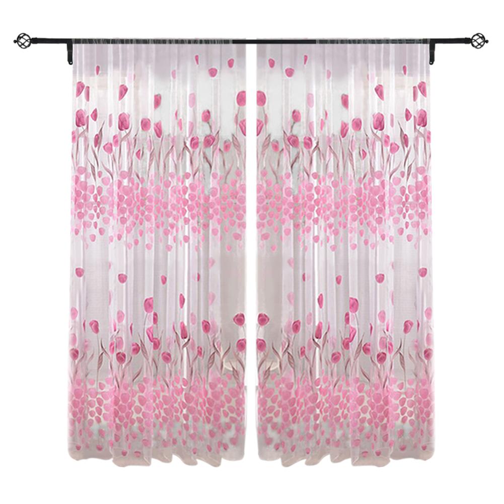 

Tulip Printed Nordic Curtains Fashion Door Window Curtain Practical Elegant Beautiful Romantic Durable for Living Dining Room розовый