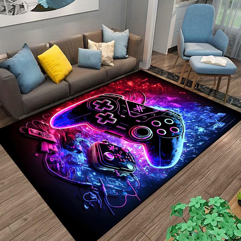 Gaming Controller Neon Design Carpet for Bedroom or Living Room Decor Suitable for Use As an Anti-slip for Living Room Bedroom Sofas