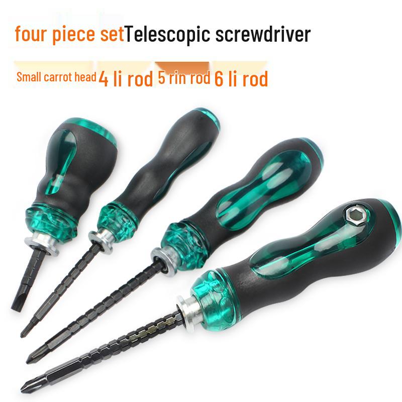 Phillips & Flathead Dual-Use Retractable Ratchet Screwdriver Set with Torx and Double-Headed Design