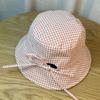 Sweet Green Plaid Bucket Hat Women's Basin Hat Large Brim Sunscreen Bucket Hat
