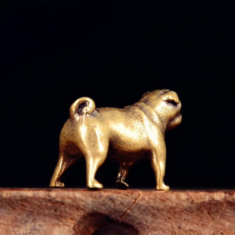 Brass French Bulldog Miniatures Ornaments Deskop Office Home Decorations Cute Zodiac Animal Dog Figurines Small Statue Souvenirs