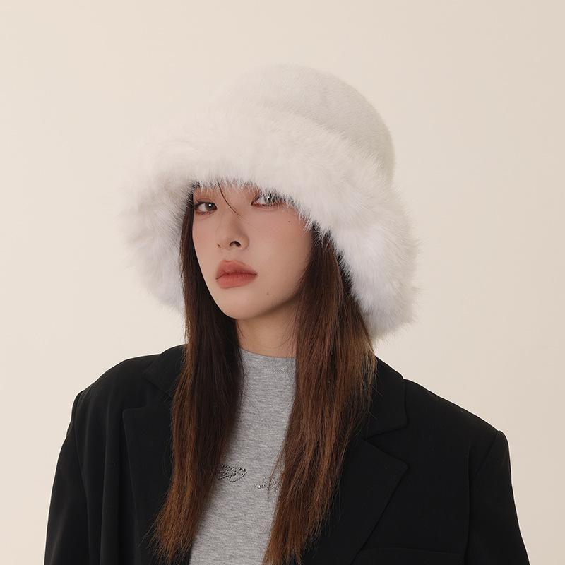 Autumn and winter plush warm ear protection imitation fur mink basin hat children