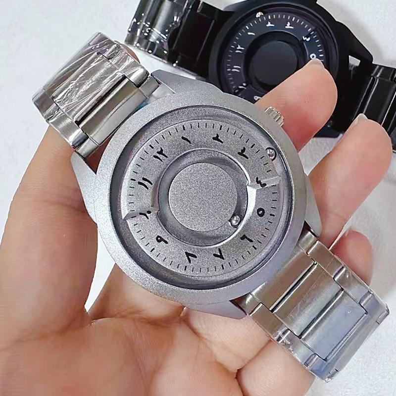 Personalized creative cool magnetic ball suspension man watches Arabic circular dial quartz watches relojes para hombre