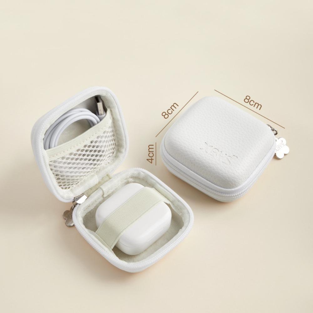 

Leather Data Cable Storage Bag Waterproof U Disk Organizer New Organizer Bag Outdoor White 1