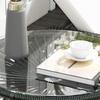 Garden Table Boho-Style Outdoor Side Table, PE Rattan, Tempered Glass, Weather-Resistant, 50 Cm X 50 Cm X 50 Cm, Black