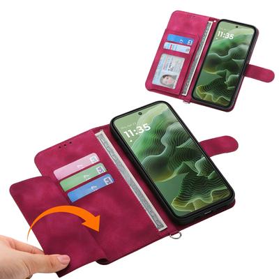 Etui na Motorola Moto G35 5G Wzór kwiatowy Skórzane PU Portfel Pokrowiec na telefon ze smyczą