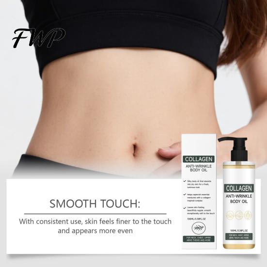 Hydrating Body Oil Collagen Moisturizing Oil, 100ml Lightweight Non Greasy Gentle for Soft Glowing Skin, Daily Skin Care Sensitive