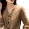 Loose Knit Cardigan for Women Versatile Long Sleeve Solid Color V Neck Jacket Autumn Winter