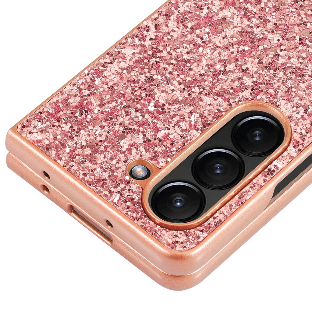 For Samsung Galaxy Z Fold5 5G Glitter Sequins Phone Case Electroplating TPU Frame Hard PC Back Cover