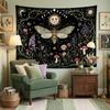 Mystic Celestial Moth Tapestry, Sun Moon Phase Floral Mushroom Print Large Wall Hanging for Bedroom Living Room Aesthetic Decor