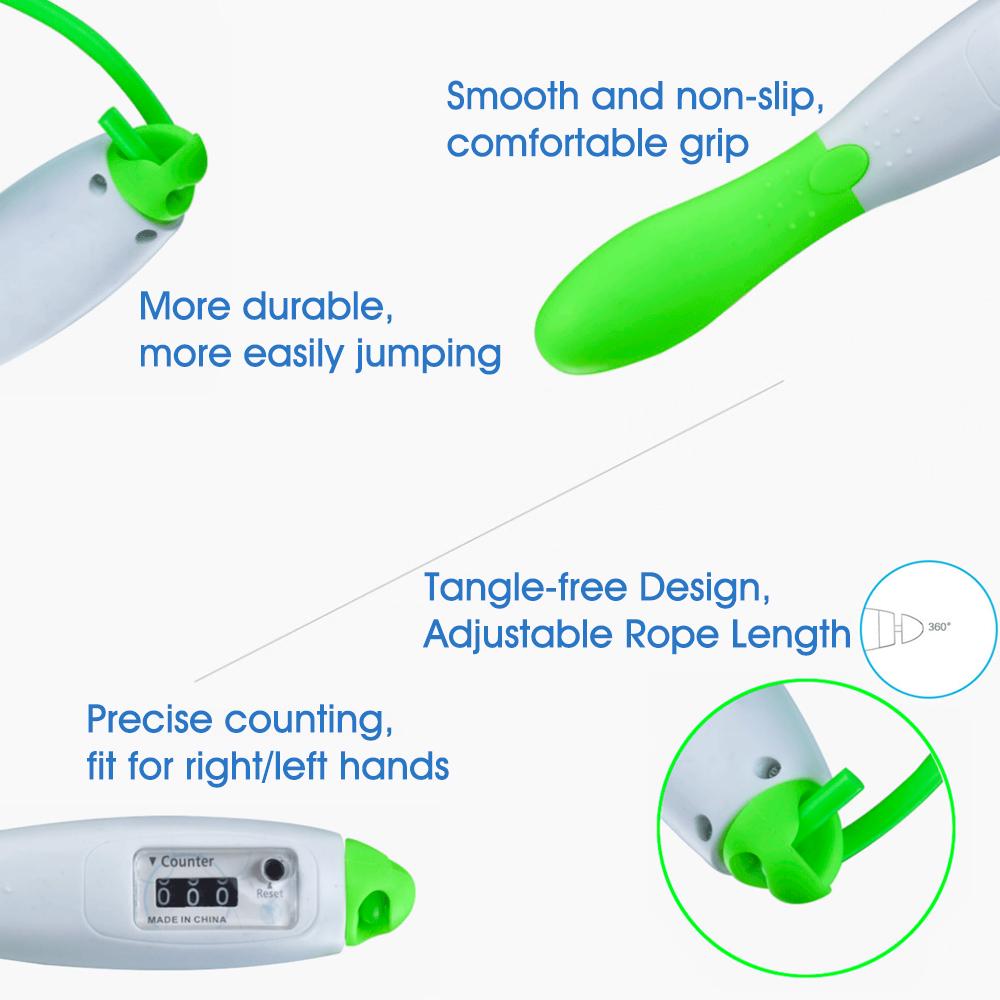 Jump Skipping Rope Cable Adjustable Counting Jump Rope Fitness Exercise Training Gym Sports 3 Meters for Kids Adults