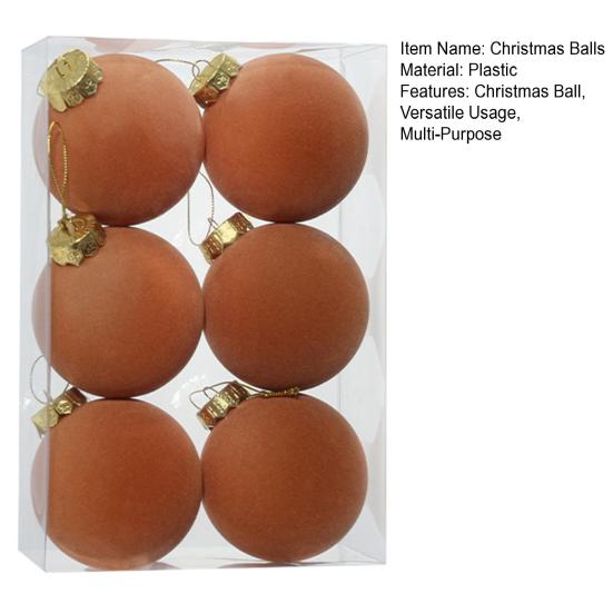 6Pcs Christmas Ball Ornaments Flocking Rustic Distressed Hanging Balls with Loop Farmhouse Xmas Decoration