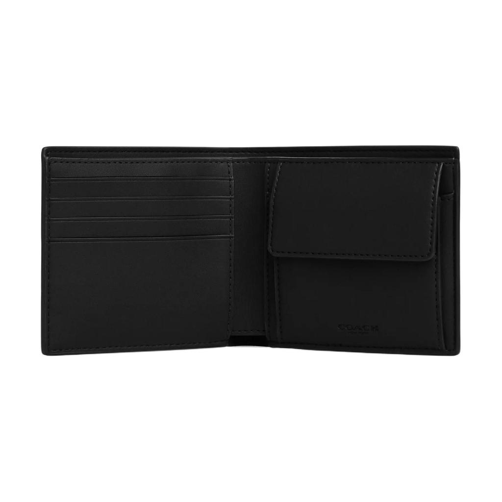 Coach 11 Logo Print Design Signature Coated Canvas Wallet Men Wallet Black Gray CY406-QBMI5