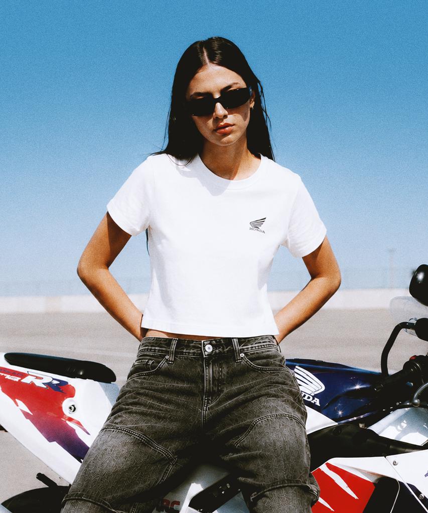PHYPS MOTORCYCLE [2Pack] Womens Speed Cool Crop Short Sleeve White Black