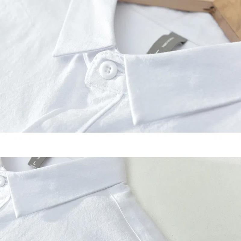 Summer Shirts for Men Simple Style Daily 100 Cotton Short Sleeve Men Tops Turn-down Collar 100cotton White Shirt Comfort Casual Shirt