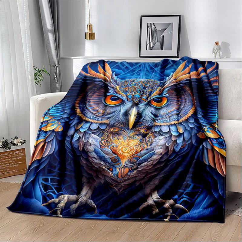 HD Colourful Cute Owl Cartoon Blanket,Soft Throw Blanket for Home Bedroom Bed Sofa Picnic Travel Office Rest Cover Blanket Kids