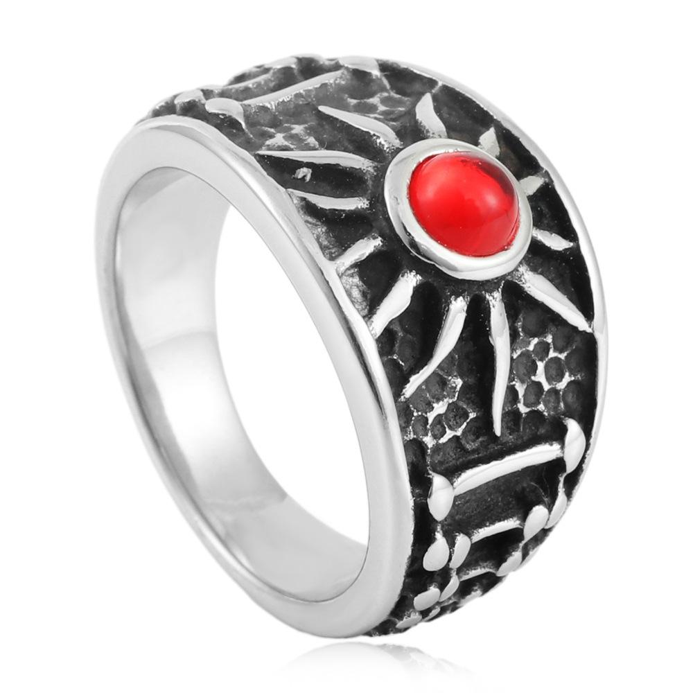 2026 European and American Ring Inlaid with Turquoise, Soldier Retro Ring No. 7