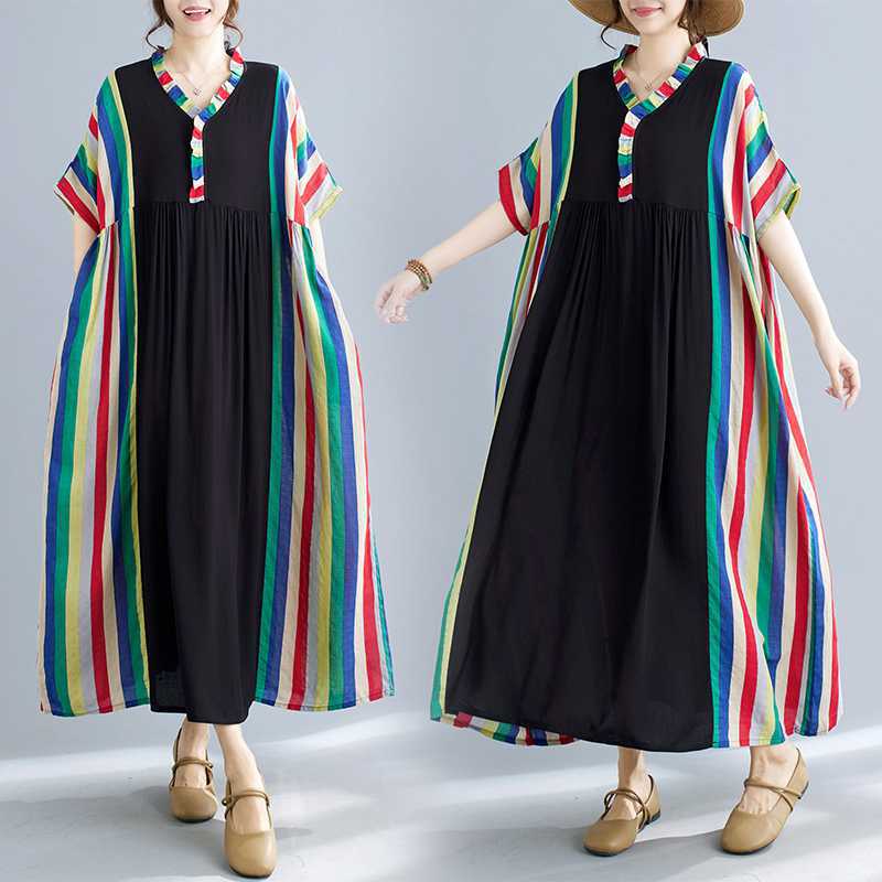 

Летние новые литературные повседневные платья больших размеров с принтом и кружевом из коровяка One Size