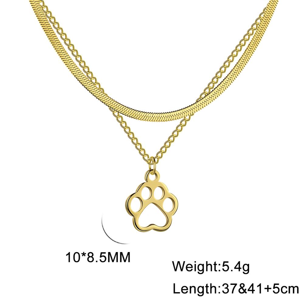 Cazador Fashion Animal Paw Hollow Pendant Necklace for Women Girl Dog Cat Bear Paw Neck Chain Stainless Steel Jewelry Gift