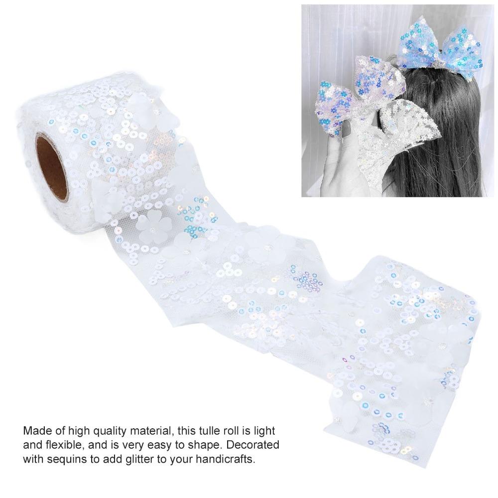1pcs 10 Yards Length Sequin Ribbon Webbing 6cm Width Embroidered Sheer Ribbon For DIY Crafts
