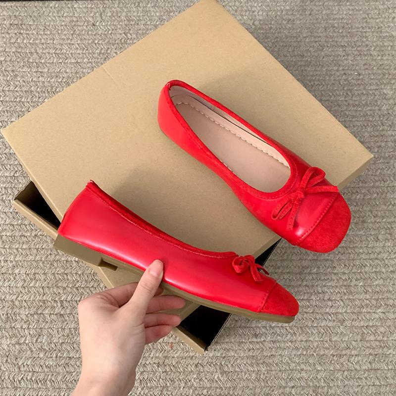 Shallow mouth simple French retro flat bottom Mary Jane shoes women's 2025 new spring and autumn soft sole one pedal Shallow mouth single shoes
