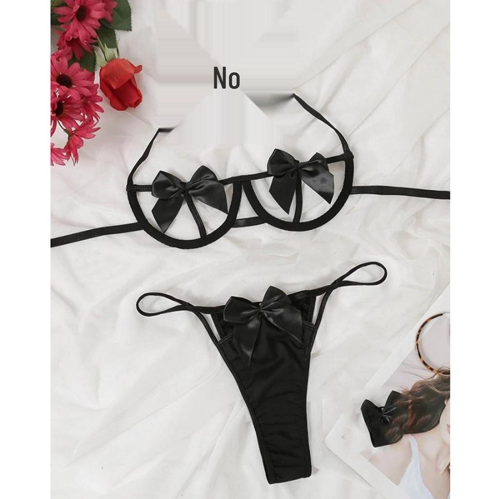 Red Cutout Sexy Women's Lingerie Set - Three-Piece European & American Style